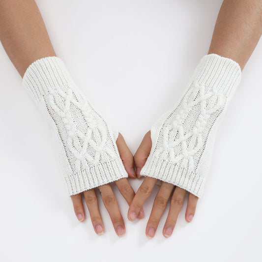 Knitted Half Gloves Couple Wool