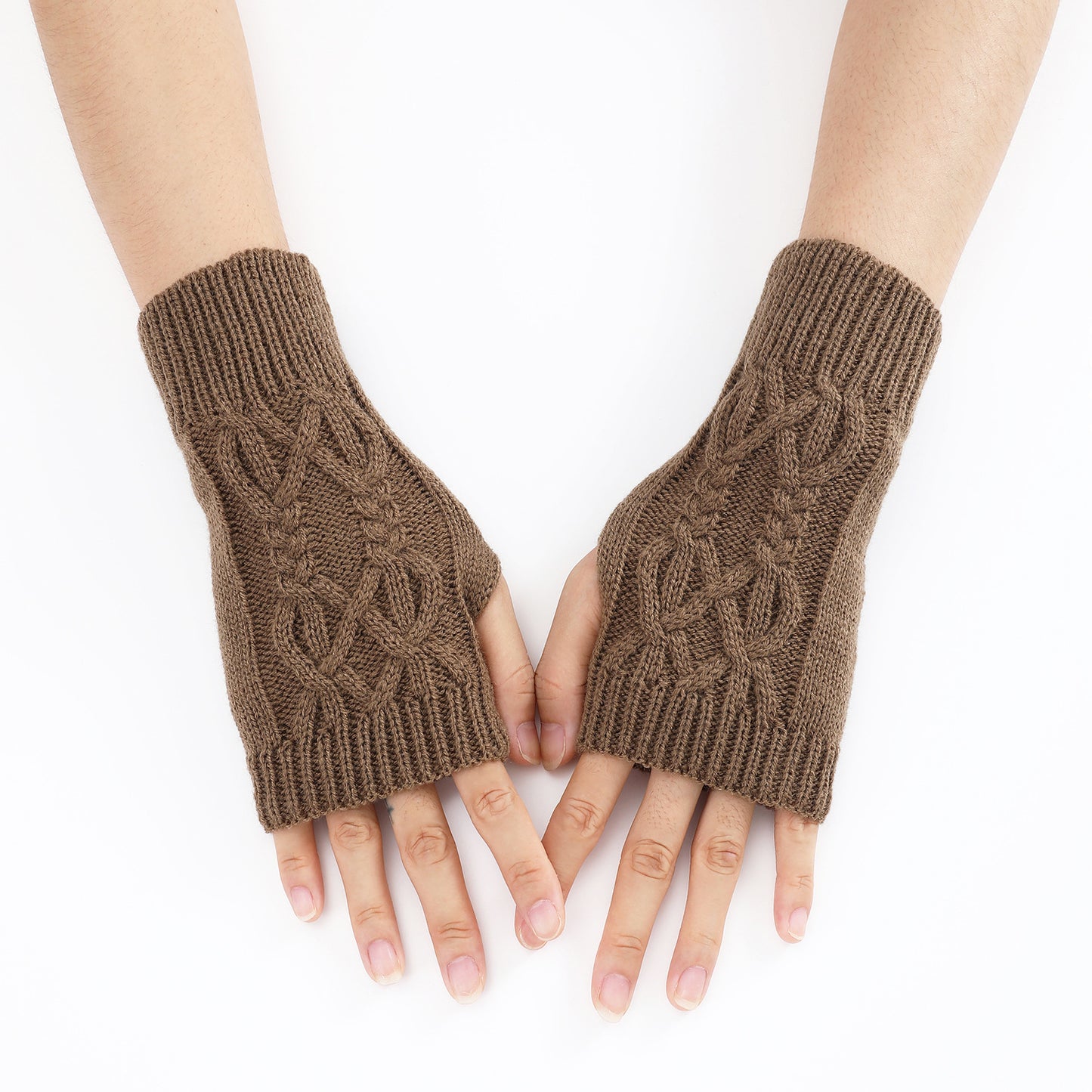 Knitted Half Gloves Couple Wool