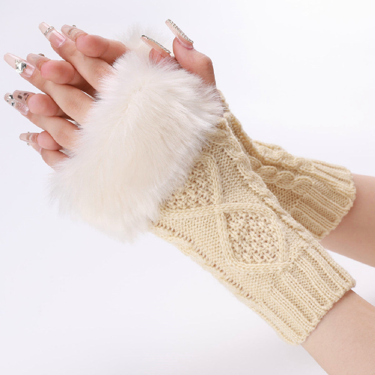 Women's Woollen Gloves with Fur