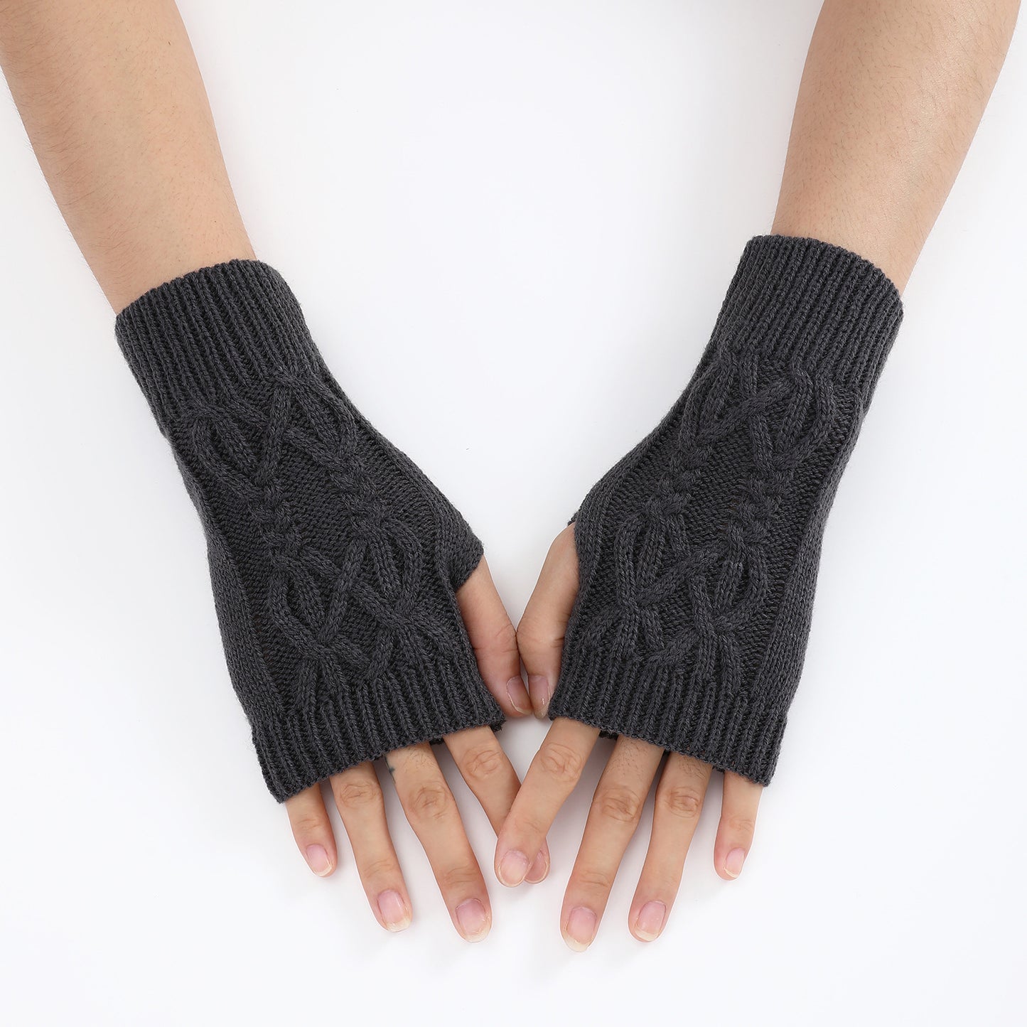 Knitted Half Gloves Couple Wool