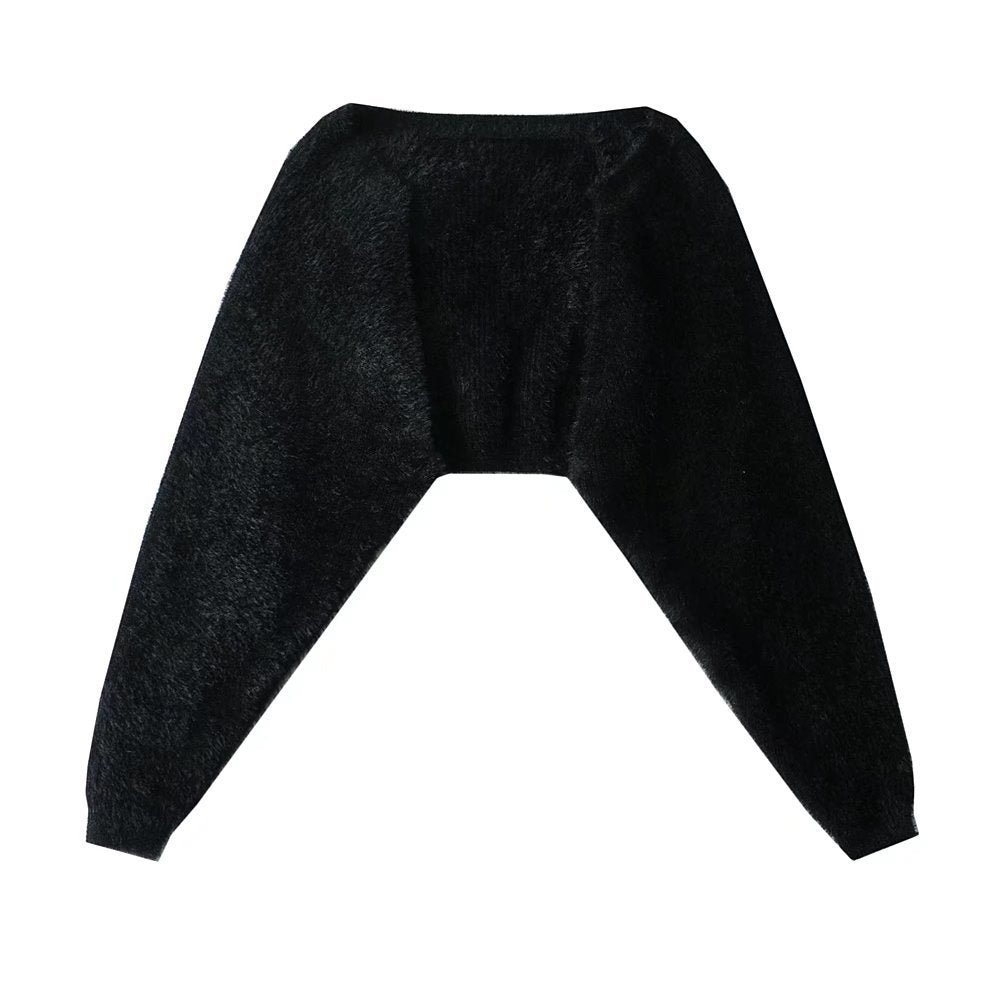 Furry Crop Cardigan Long Sleeve