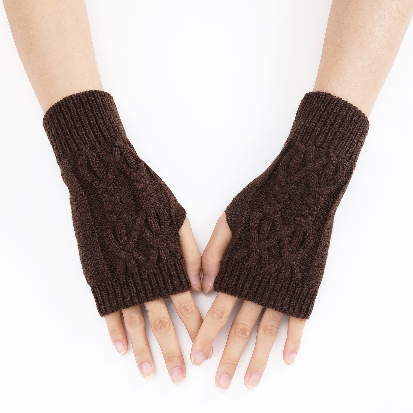 Knitted Half Gloves Couple Wool