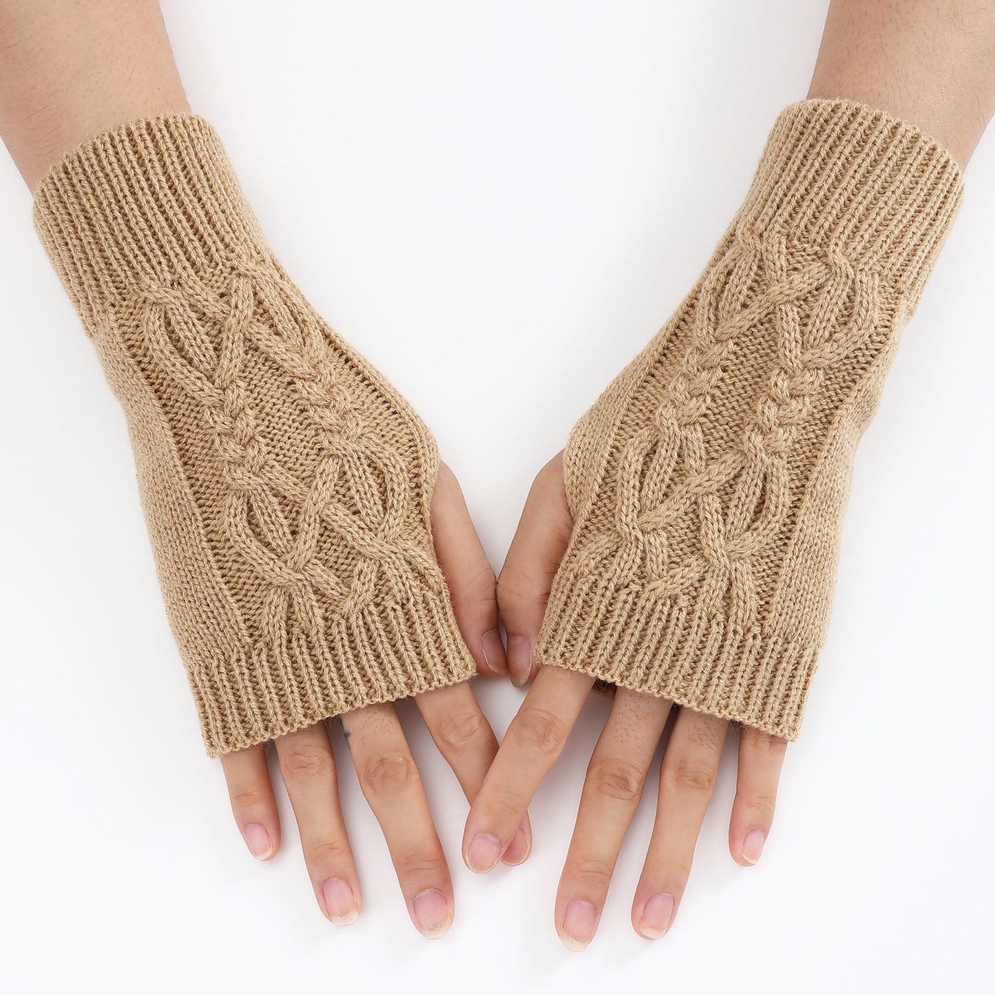 Knitted Half Gloves Couple Wool