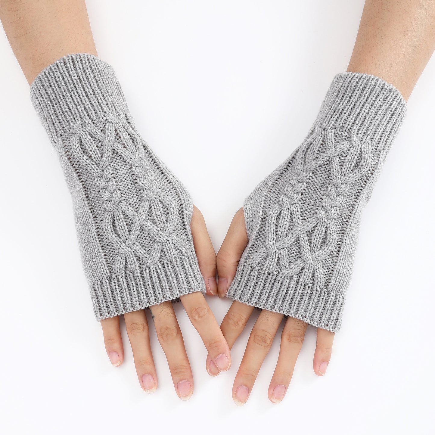 Knitted Half Gloves Couple Wool