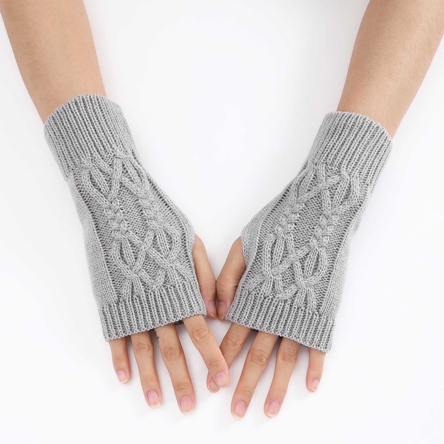 Knitted Half Gloves Couple Wool