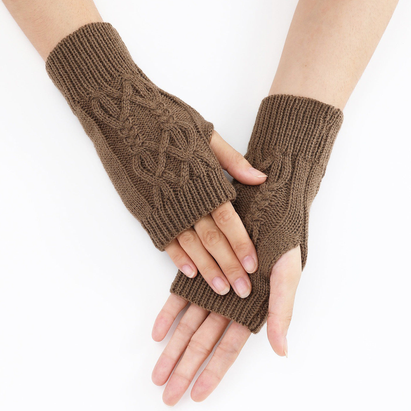 Knitted Half Gloves Couple Wool