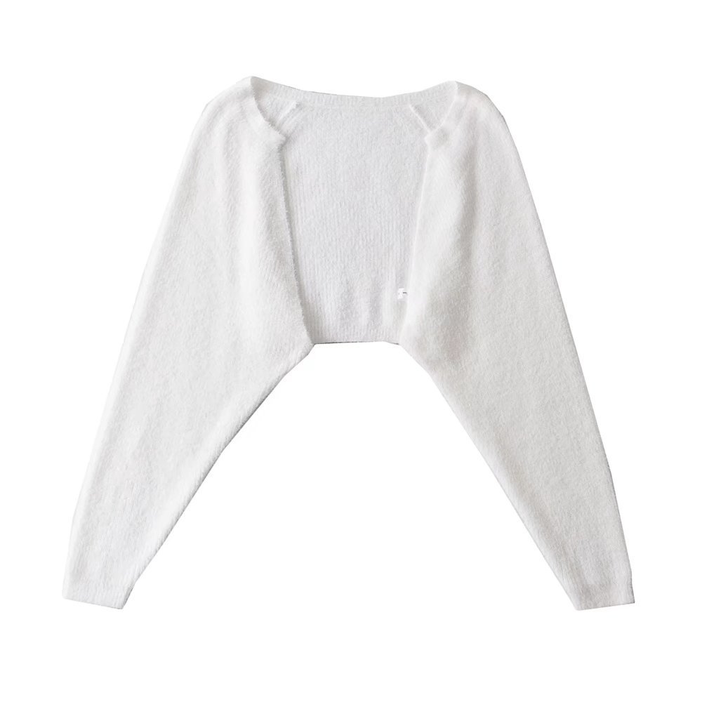 Furry Crop Cardigan Long Sleeve