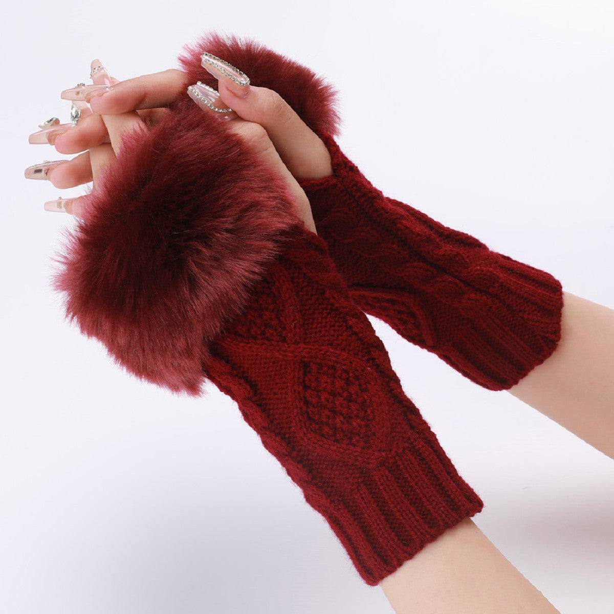 Women's Woollen Gloves with Fur