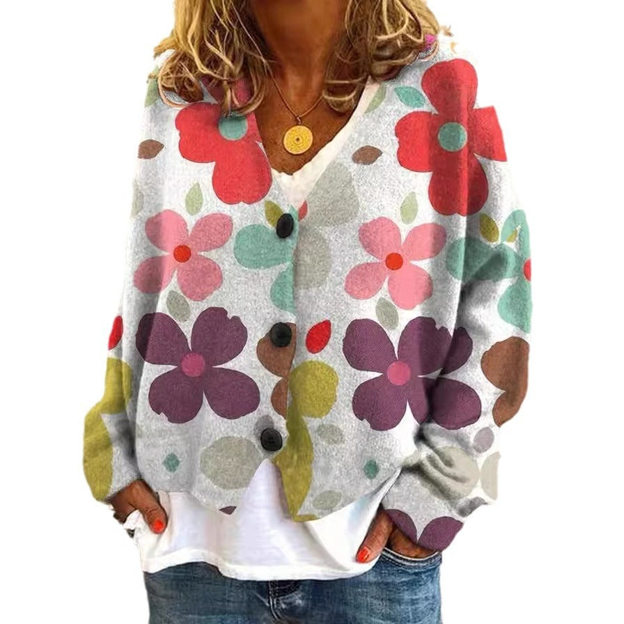 3D Printed Women Cardigan Soft Feel Sweater