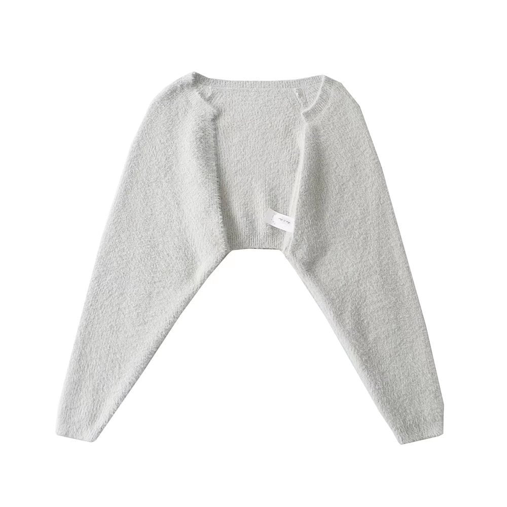 Furry Crop Cardigan Long Sleeve