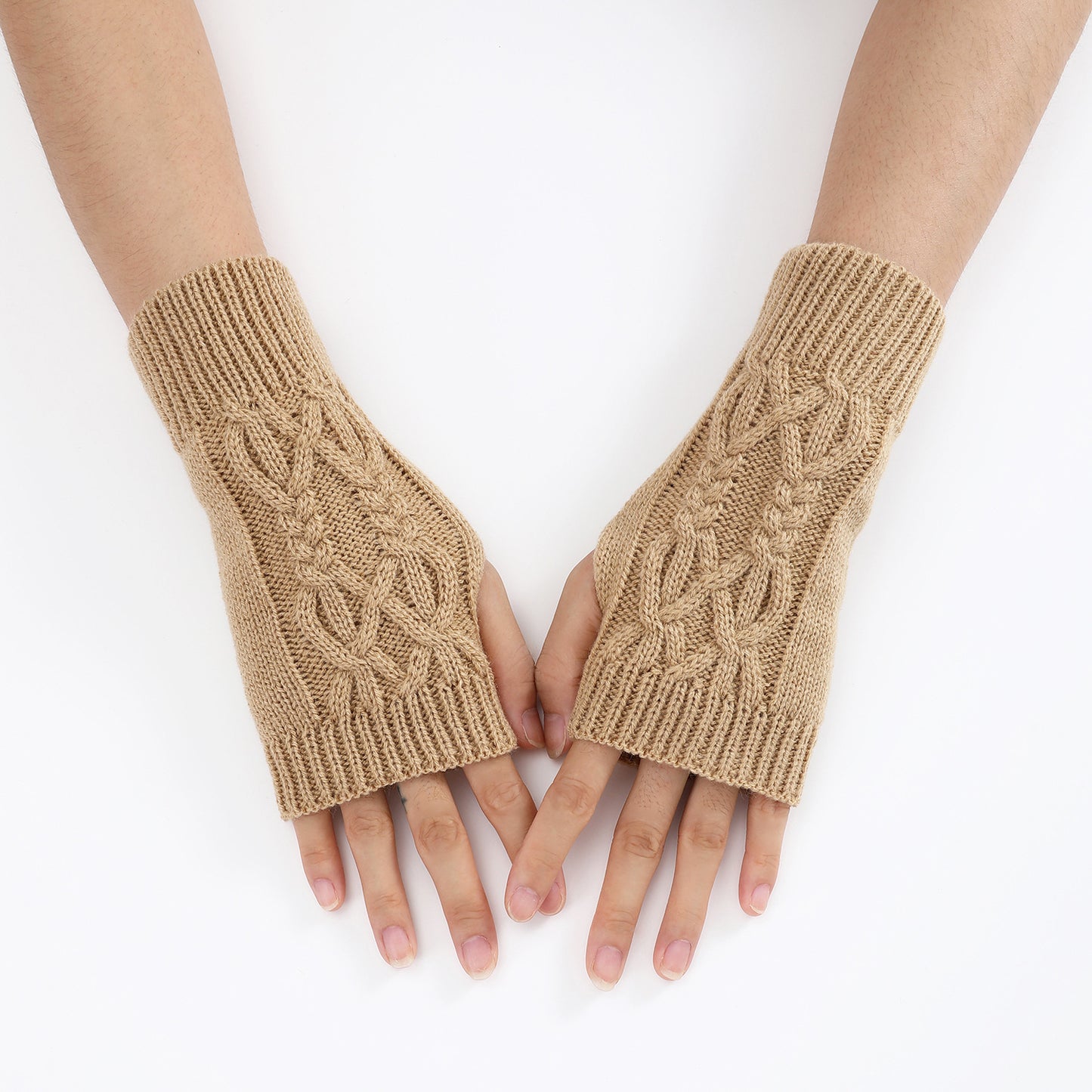 Knitted Half Gloves Couple Wool