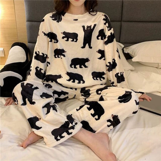 Women's Flannel Long-sleeved Velvet Night Suit